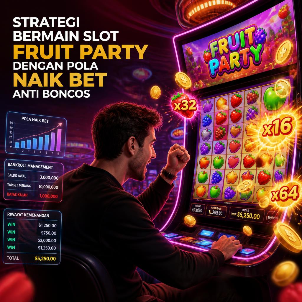 Strategi Bermain Slot Fruit Party dengan Pola Naik Bet Anti Boncos